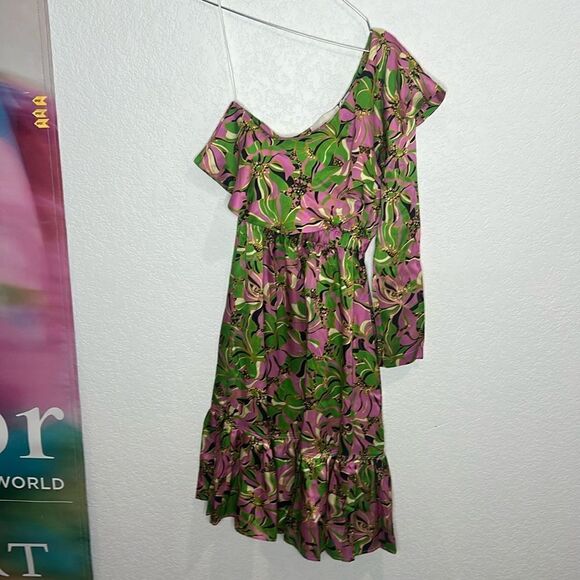 NWT LA Double J Boogie Dress Carnevale in Pebbled Satin 100% Silk XS - Picture 2 of 14